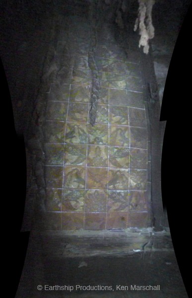 Underwater shots taken by James Cameron in 2005 of Titanic's cooling room. In this photograph you can see the similarities between the tiles on the Titanic and those in the Peter Scott Gallery collection. 