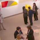 Photo of the Peter Scott Gallery - taken from the balcony - during an art exhibition opening Peter Scott Gallery, Lancaster. View from the balcony.